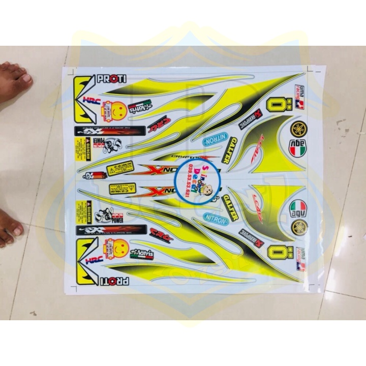 ( Quí khách vui lòng mang ra tiệm cho thợ dán ) Tem exciter 2010 lửa trắng xanh ngọc