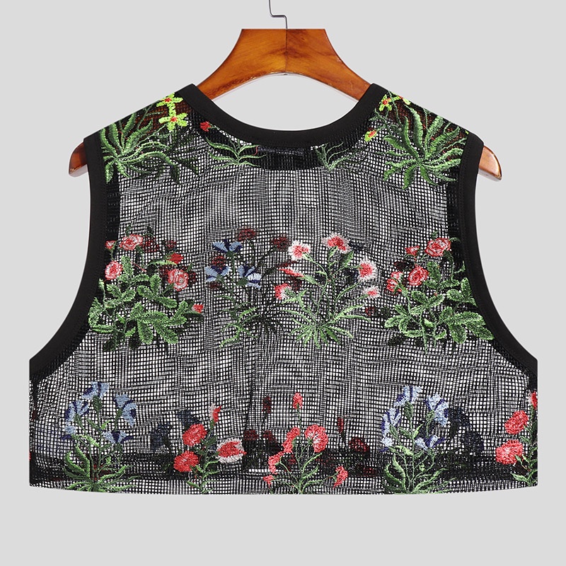 Áo Tank Top Thêu Hoa Thời Trang Đi Biển Cho Nam