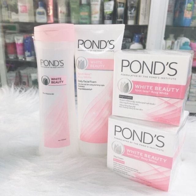 Combo kem ngày kem đêm sữa rửa mặt nước hoa hồng ponds ( kem 50g)