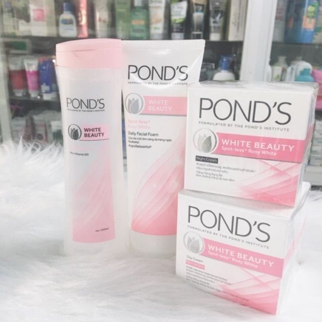 Combo kem ngày kem đêm sữa rửa mặt nước hoa hồng ponds ( kem 50g)