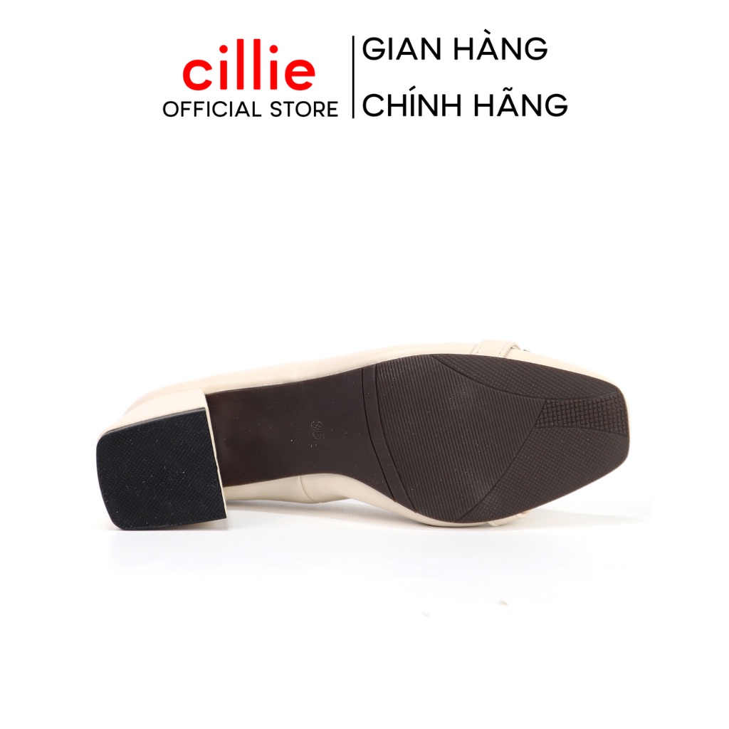 Giày cao gót nữ mũi vuông đính khoá sang trọng gót trụ 5cm đi làm công sở đi chơi Cillie 1119