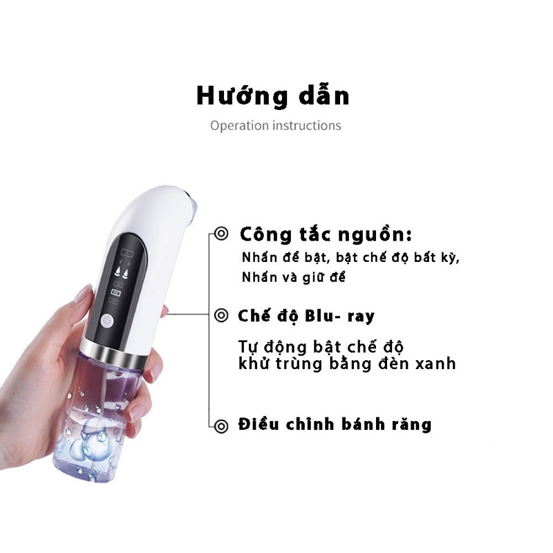 Máy hút mụn đầu đen FINOSE chính hãng cao cấp, 3 chế độ, khử khuẩn, căng mịn da, massage mặt, trẻ hoá làn da