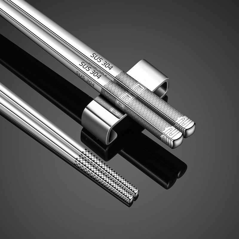 Bộ 10 đôi đũa inox 304 chống trơn trượt hoa văn đẹp cao cấp,sang trọng, tính tế