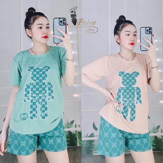 Đồ bộ nữ mặc nhà bộ đồ đùi chất thun cotton form rộng bigsize dễ thương