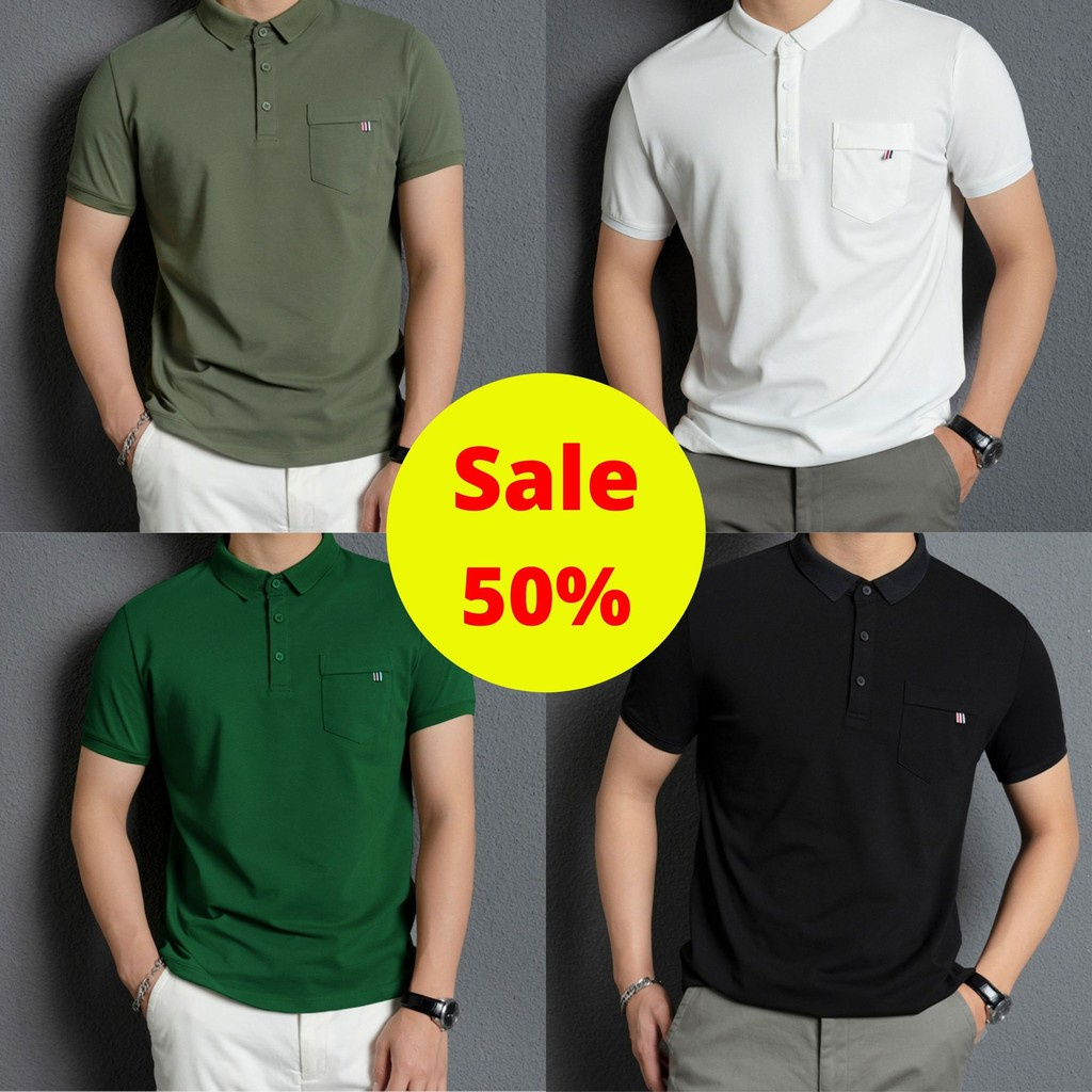 Áo Polo Nam cổ bẻ túi ngực dáng Hàn cổ bẻ vải cá sấu CVC cao cấp mẫu T