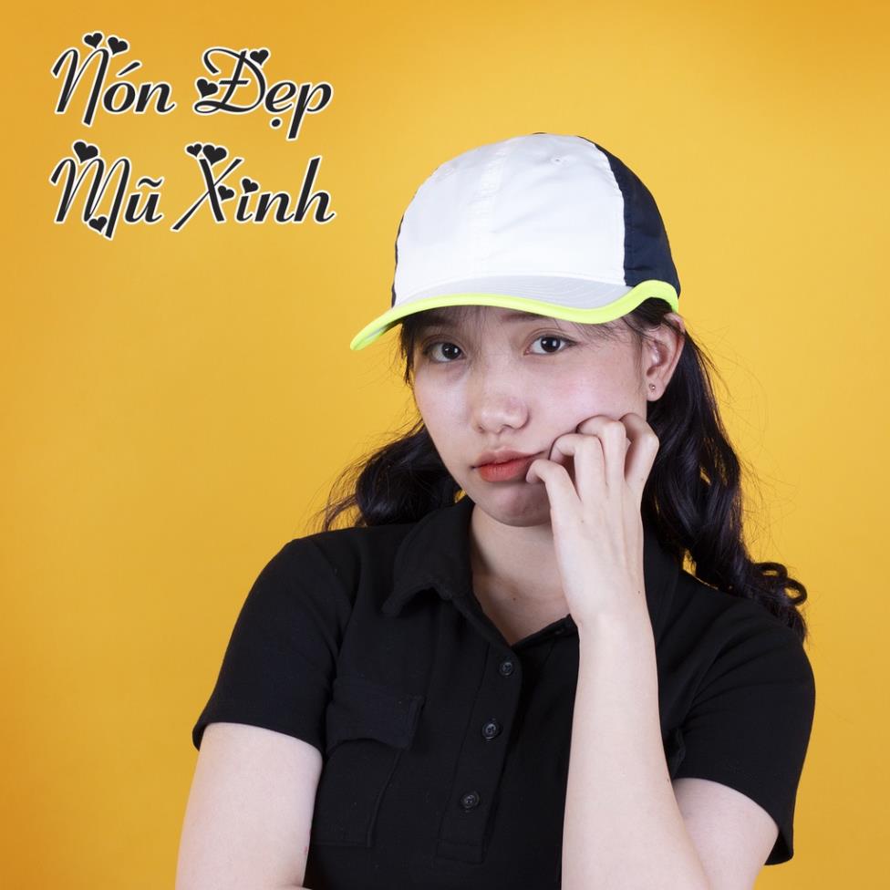 Nón lưỡi trai La coste chất dù gió siêu nhẹ cao cấp,nón kết dù,màu trắng phối xanh đen viền xanh neon