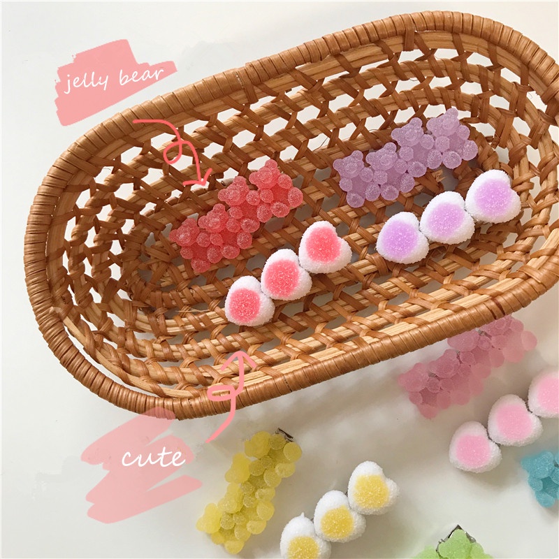 Set 2 kẹp tóc We Flower hình kẹo / gấu / cầu vồng dễ thương xinh xắn cho bé gái