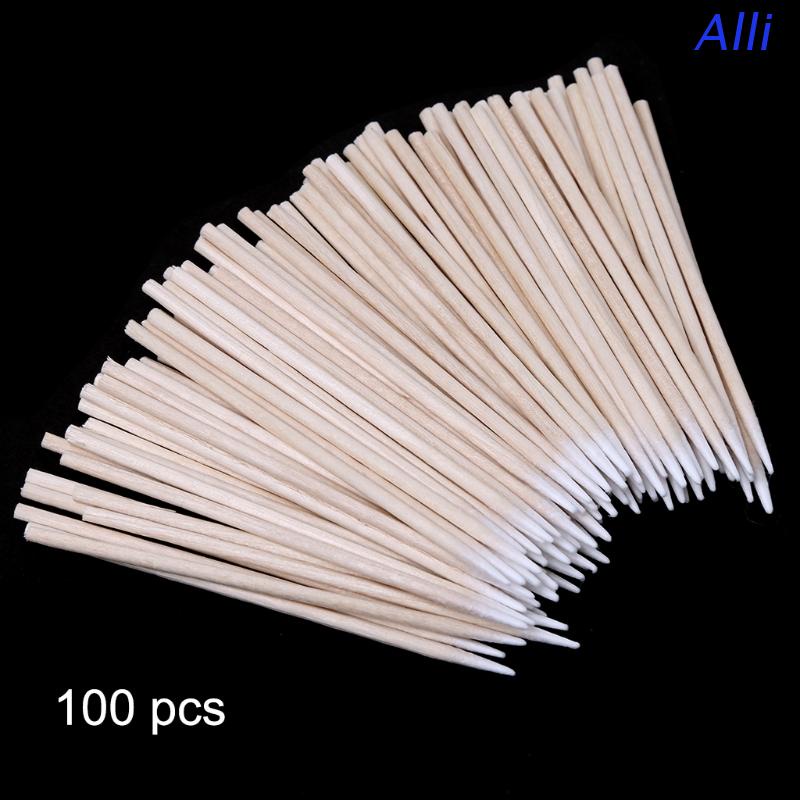 Bộ 100 tăm bông dùng một lần để vệ sinh tai nghe điện thoại và hộp sạc tiện dụng