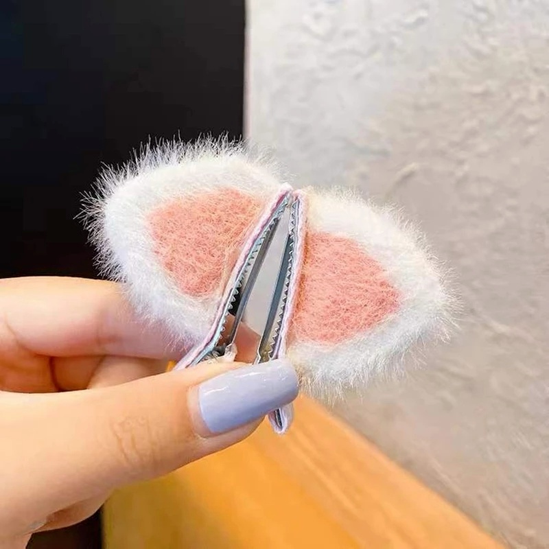 1 Cặp Kẹp Tóc Hình Tai Mèo Hoạt Hình Chống Trượt Phong Cách Hàn Quốc Dành Cho Trẻ Em