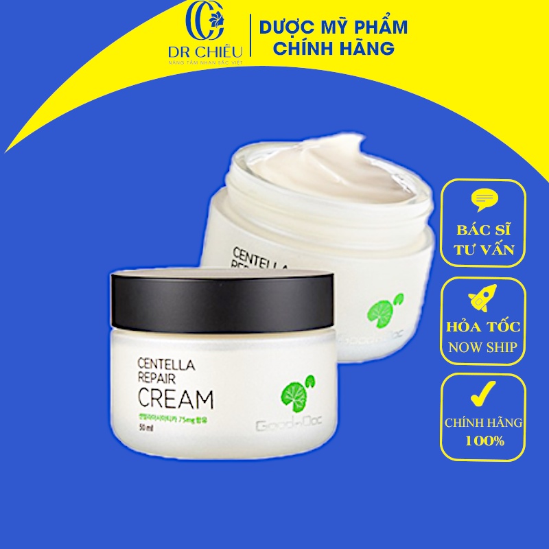 Kem Rau Má GoodnDoc⚜️ CHÍNH HÃNG ⚜️Kem Rau Má Dưỡng Ẩm Phục Hồi Giảm Thâm Nám  GoodnDoc Centella Repair Cream