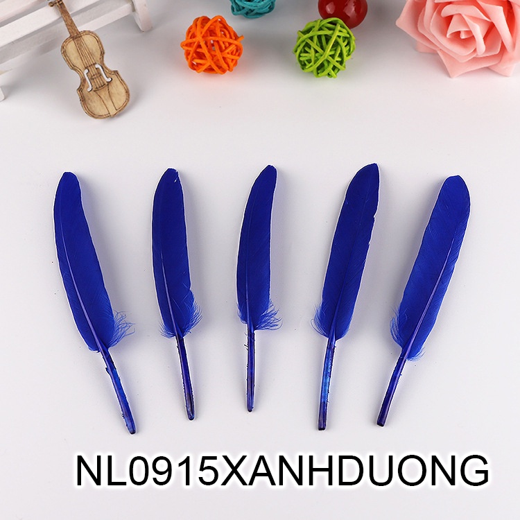 5 lông vũ xanh 10-20cm nguyên liêu làm điểm thúy làm trâm làm trang sức cổ trang