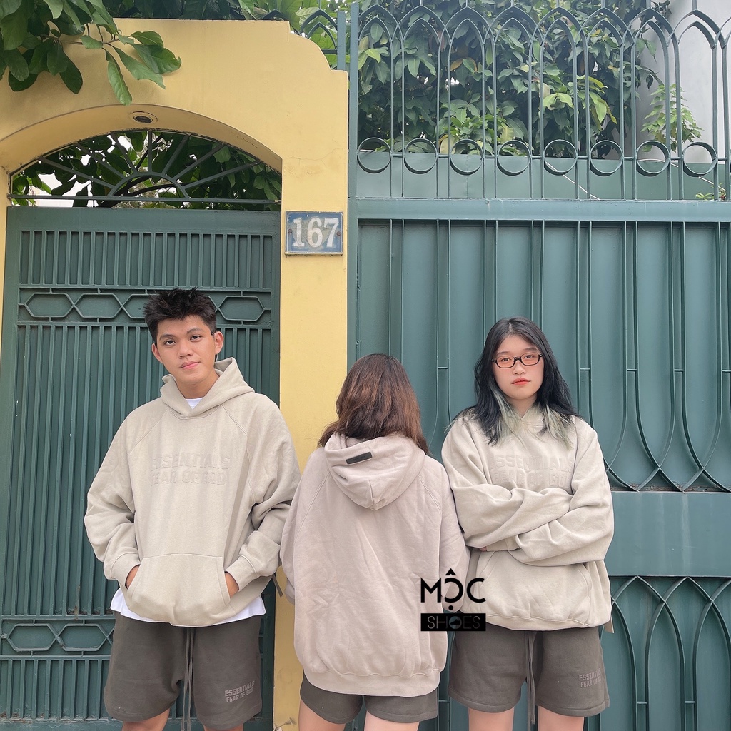 [CHÍNH HÃNG] Áo khoác Hoodie tay dài Fear Of God Essensial màu Xanh Khói Smoke Green SS22