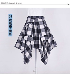 Chân váy kẻ buộc vạt cá tính
