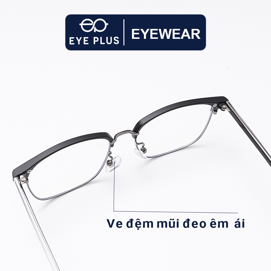 Gọng kính cận nam nữ thời trang Eye Plus dáng vuông nửa viền N280-10208