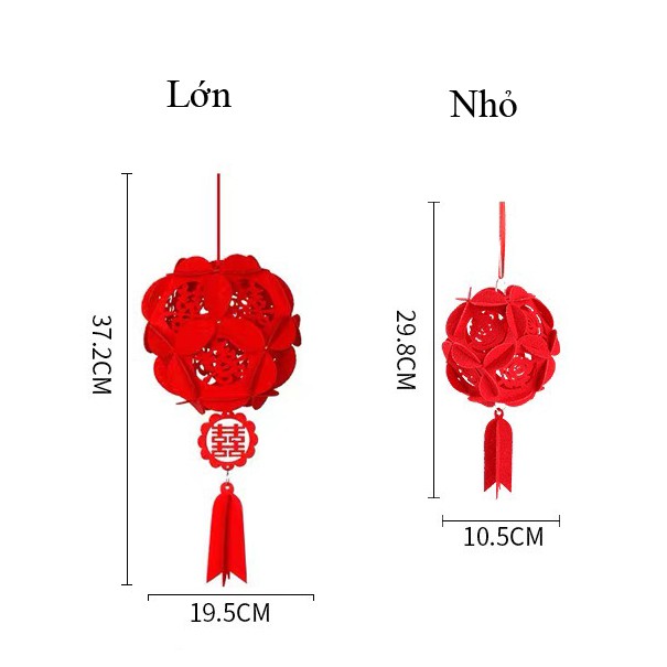 COM BO 4 QUẢ CẦU LỚN CHỮ HỶ ĐỎ TRANG TRÍ ĐÁM CƯỚI