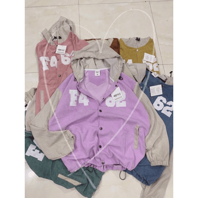 Áo Khoác Nhung Nữ F462 Có Nón Khác Màu Chất Nhung Tăm Mát Sịn Logo Thêu Form Chuẩn Mặc Mát Thoáng [NEW UNISEX]