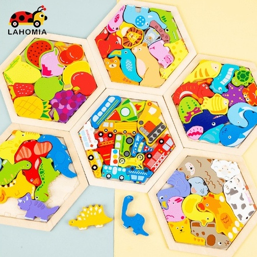 LAHOMIA Set đồ chơi xếp hình bằng gỗ cho bé