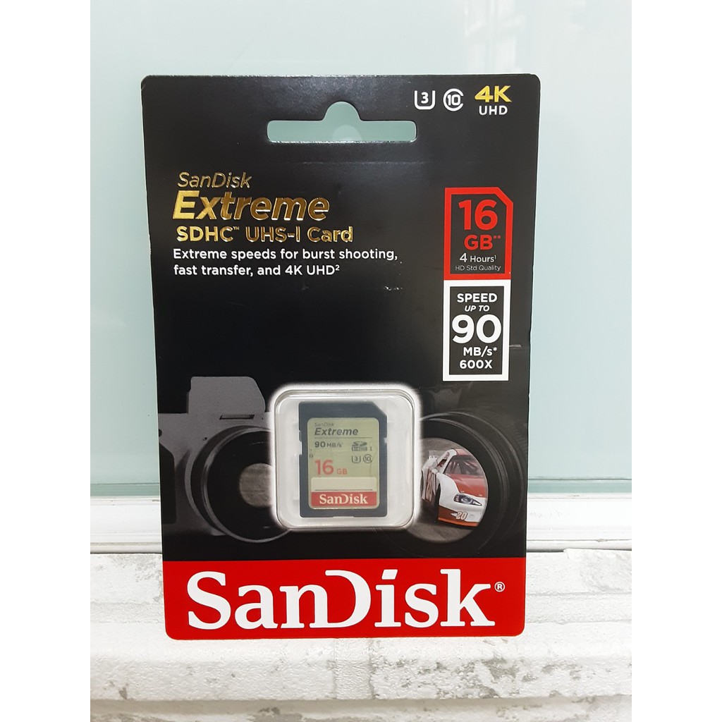 Thẻ nhớ Máy Ảnh SD SanDisk Extreme U3 4K 90MB/s 16GB  - chính hãng