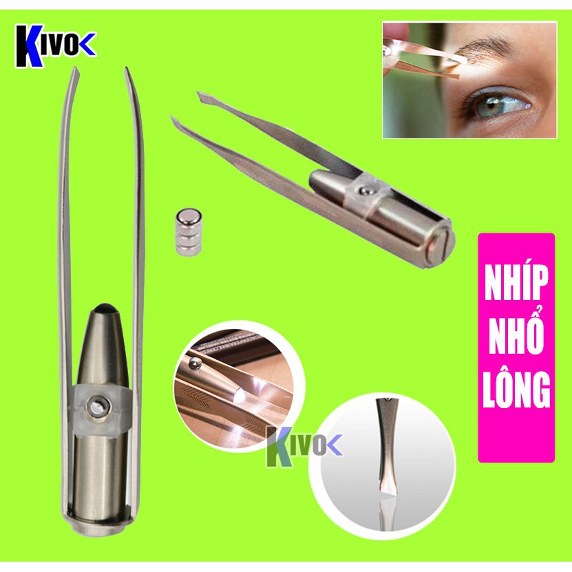 Nhíp nhỏ râu - nhíp nhổ lông - nhổ tóc bạc có đèn tiện lợi