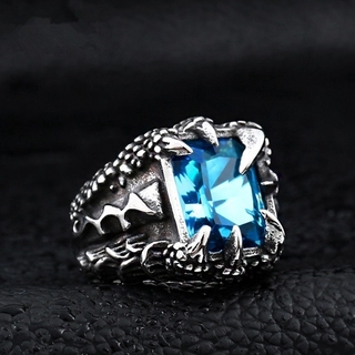 Vintage Gothic Nam Rồng Móng Vuốt Ruby Nhẫn Trang Sức