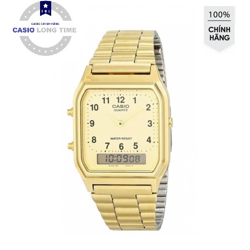 Đồng hồ nam Casio AQ-230GA-9BMQ Chính hãng - Dây kim loai - Mạ Vàng