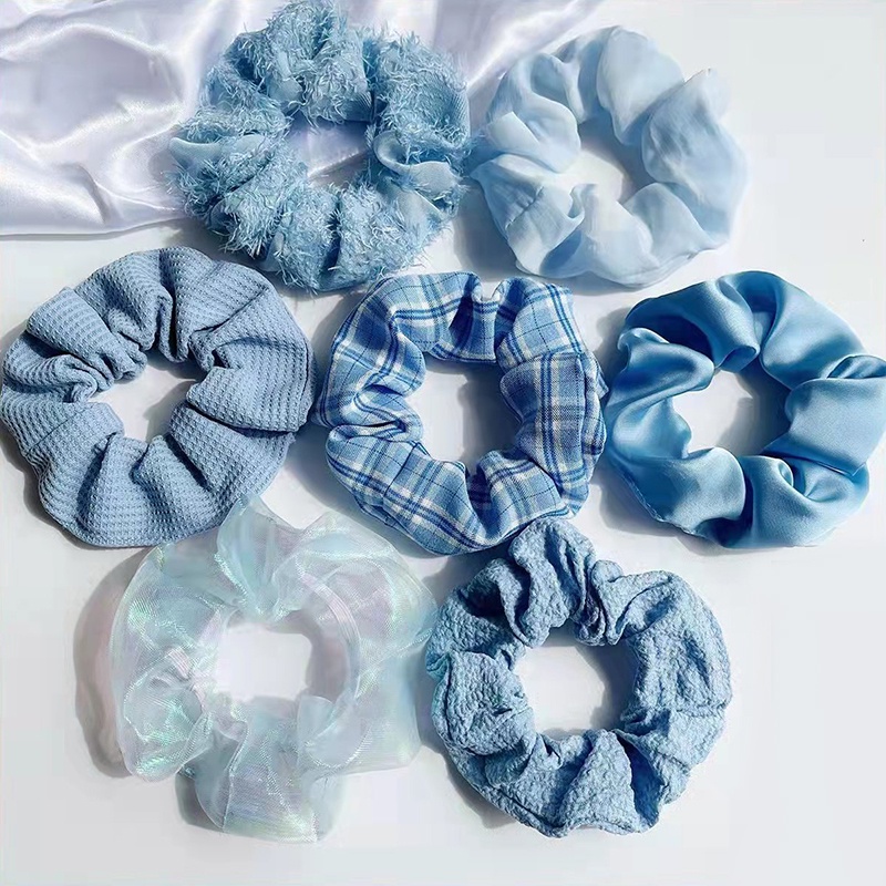 Set 7 Dây Buộc Tóc Co Giãn Nhiều Màu Sắc Kiểu Hàn Quốc Thời Trang Cho Nữ