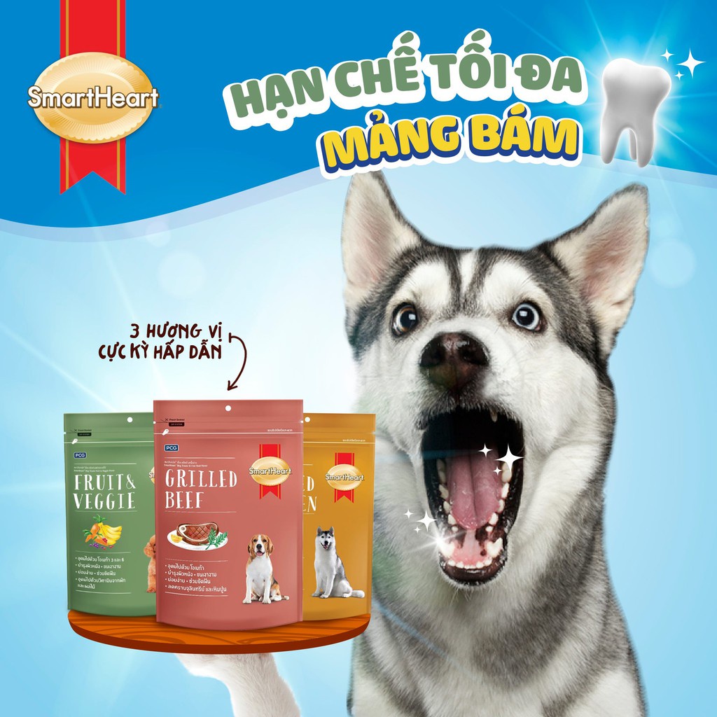 Bánh thưởng cho chó Smartheart dog treats snack 100g, thức ăn snack vặt huấn luyện cún Con Mèo Xiêm