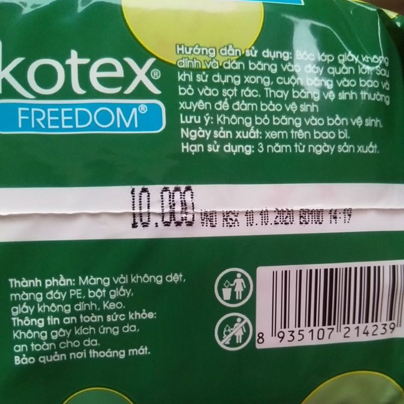 BVS Kotex Freedom siêu thấm không cánh/có cánh 8 miếng