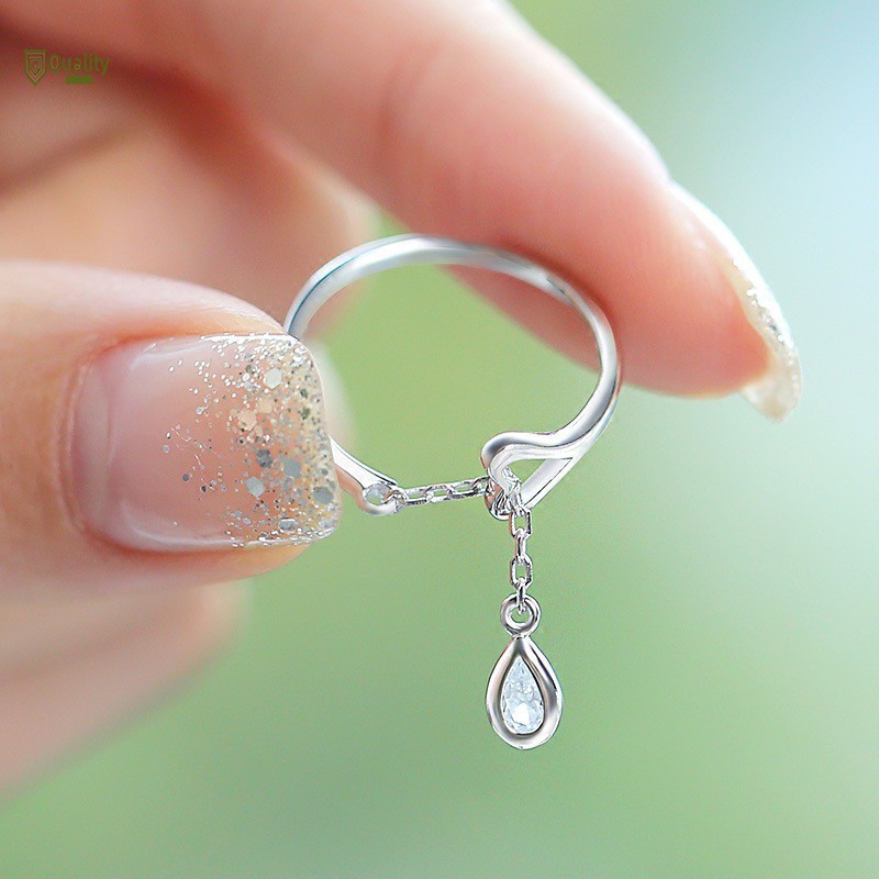Nhẫn đeo tay kim loại tạo hình giọt nước độc đáo cho nữ