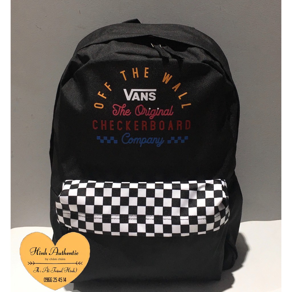 Balo Vans đen họa tiết checkerboard