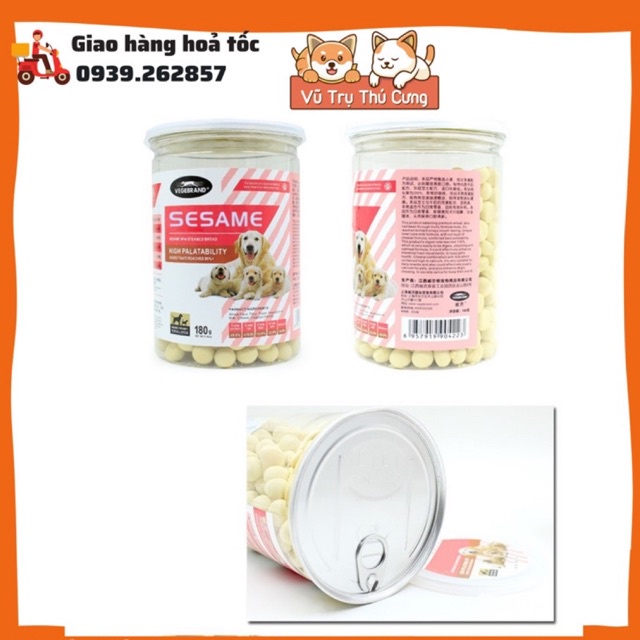 Bánh thưởng cho Chó Sesame Vegebrand, hộp 180g, Snack ăn vặt cho Chó