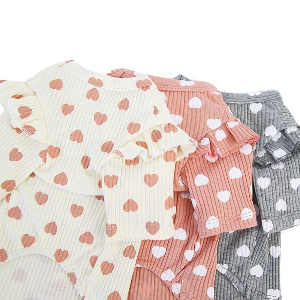 Áo Hoodie Thu Đông Tay Ngắn In Họa Tiết Trái Tim Màu Hồng / Xám / Be Dành Cho Cún Cưng