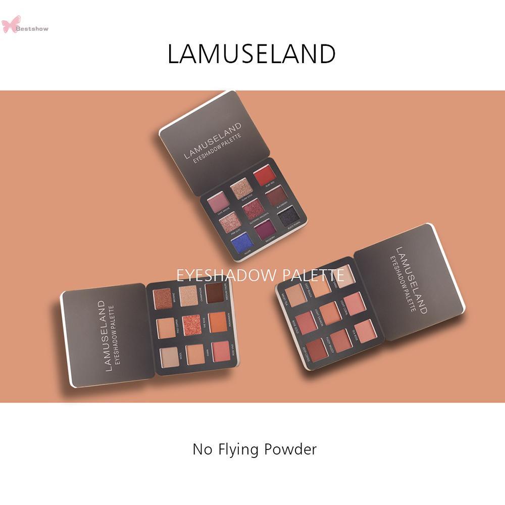 LAMUSELAND La Museland (Hàng Mới Về) Bảng Phấn Mắt 9 Màu Lì / Ánh Nhũ Lấp Lánh 3 Phong Cách Tùy Chọn La33