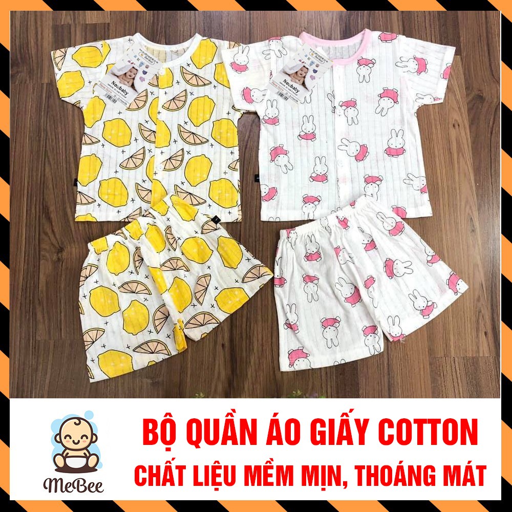 Bộ cotton giấy ngắn tay mặc hè siêu mát thấm mồ hôi bé (2-14kg)