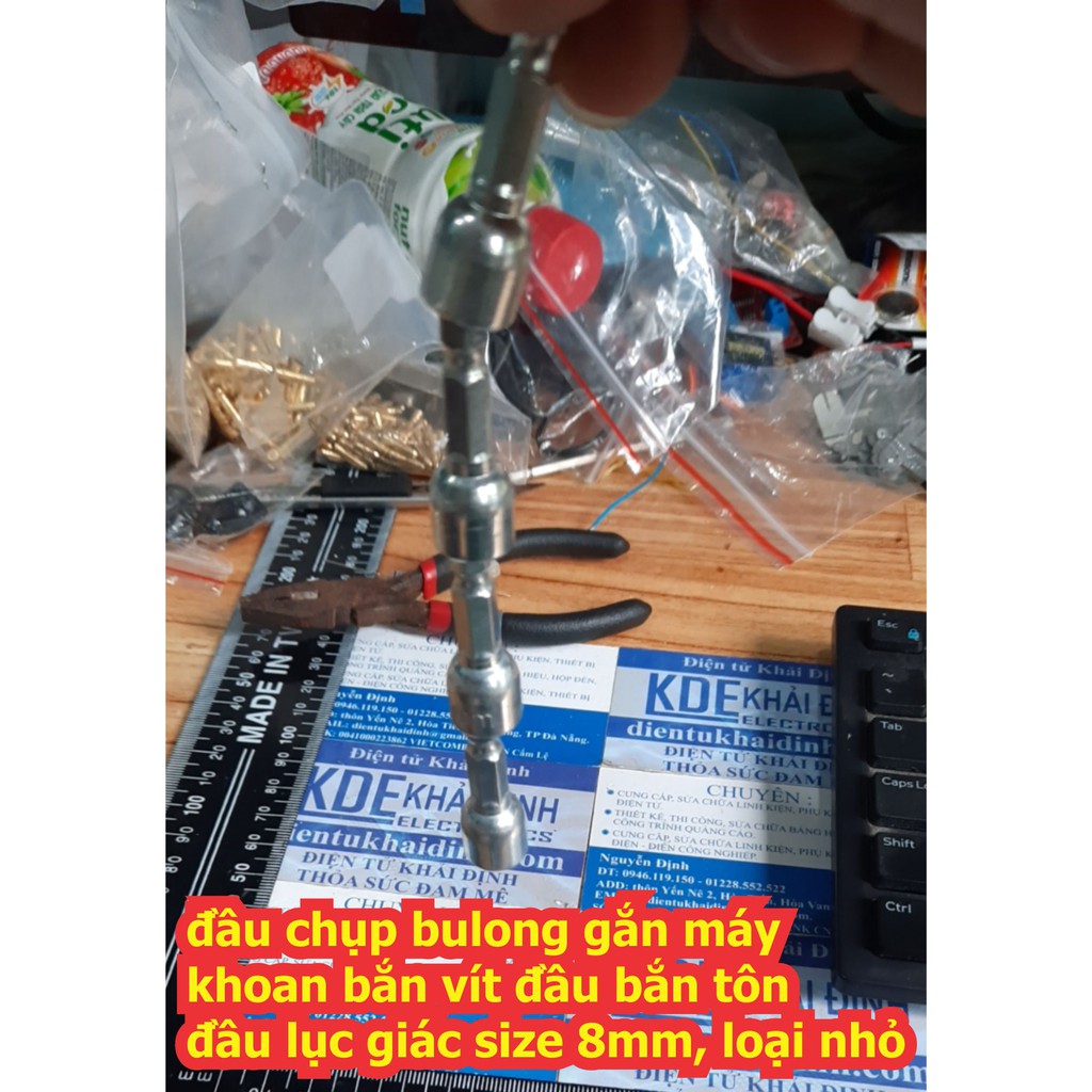 5 con đầu chụp bulong gắn máy khoan, bắn vít đầu bắn tôn đầu lục giác size 8mm, loại nhỏ kde6945