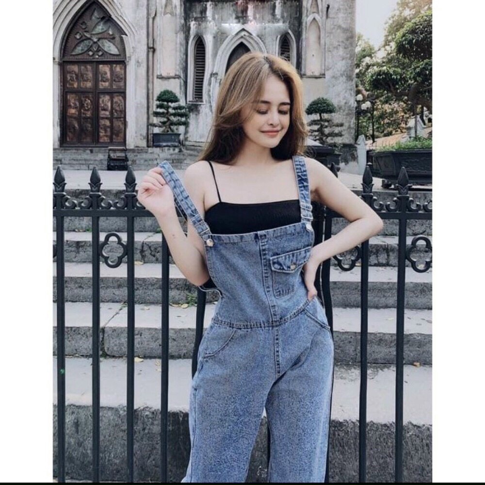 Yếm jean dài rách nữ- yếm bò ulzzang phong cách hàn quốc cao cấp Lady-Hn Store88 h8