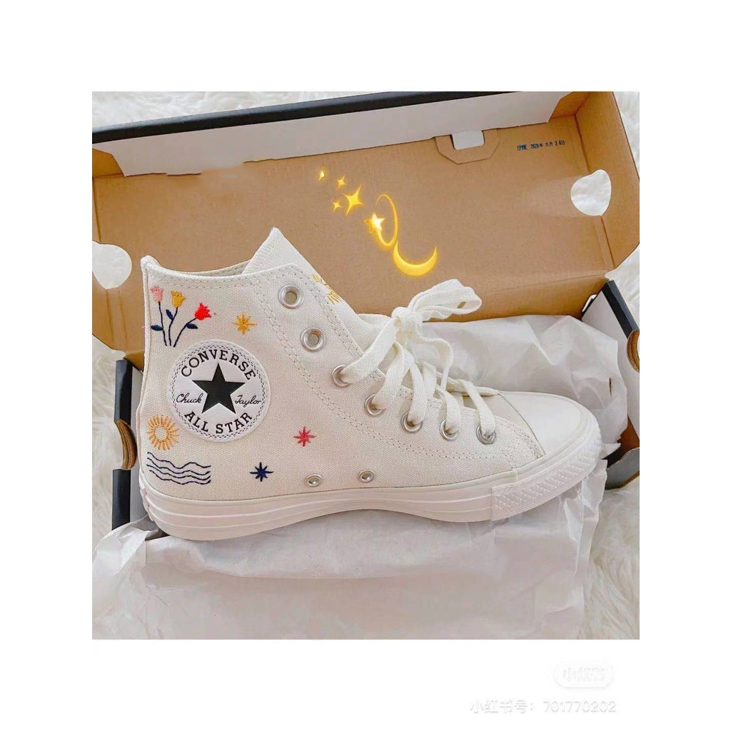 Giày Thể Thao CONVERSE CHUCK TAYLOR ALL STAR Thêu Họa Tiết Phong Cách Cổ Điển 1970s