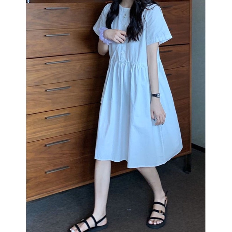 Đầm dáng rộng thiết kế đơn giản dễ thương phong cách Nhật Bản