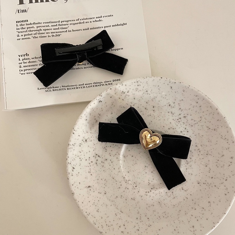 Kẹp tóc nơ vải nhung phong cách vintage Hàn Quốc ngọt ngào cho nữ