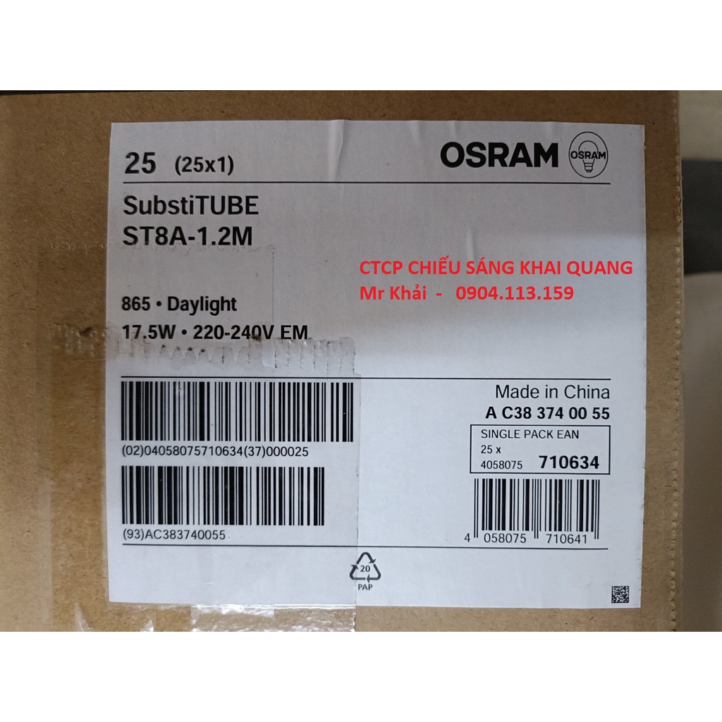 Bóng tuýp led OSRAM ST8A-1.2m-17.5W-865 dài 1.2m
