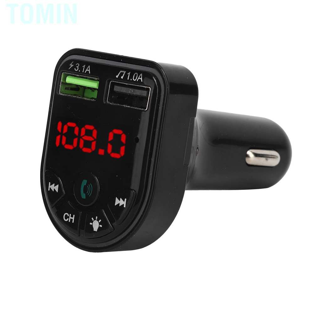 Tomin F5 Car FM Transmitter Bluetooth 5.0 MP3 Player USB2.0 Phone Charging with Colorful Ambient Light