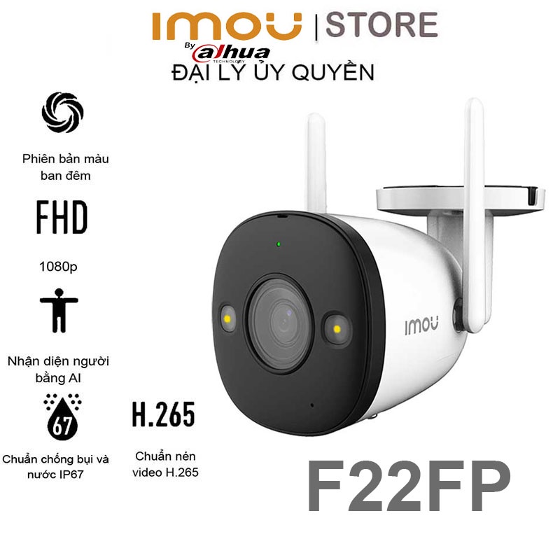 Camera wifi Imou F22FP 2MP 1080P Có màu ban đêm , Tích hợp míc thu âm , Hình ảnh full HD - Bảo Hành 24 Tháng