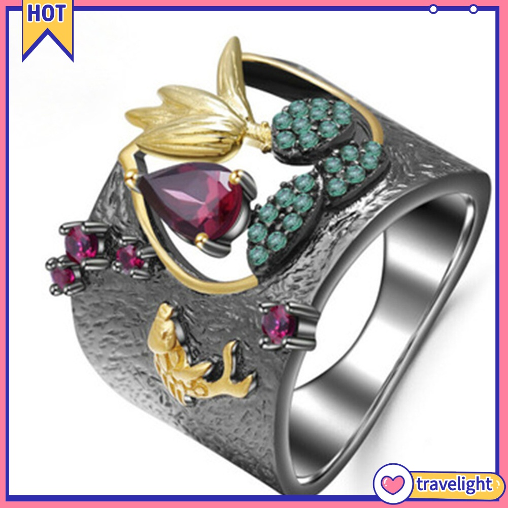 Nhẫn Đính Đá Ruby Giả K1 Phong Cách Vintage