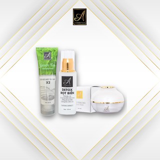 Combo 3 sp: Kem Face Pháp +Detox Bọt Biển +Sữa Rửa Mặt Trà Xanh - Ngừa Mụn Cám, Dưỡng Trắng da, Mờ Thâm, Nám, Tàn Nhang