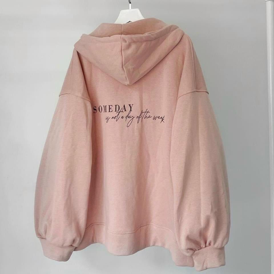 Áo KHOÁC NỈ DÂY KÉO FORM RỘNG IN HÌNH CHỮ NHẬT Ulzzang Unisex