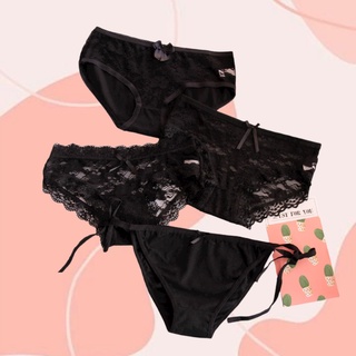 Set 4 Quần Lót cotton Ren màu đen S01