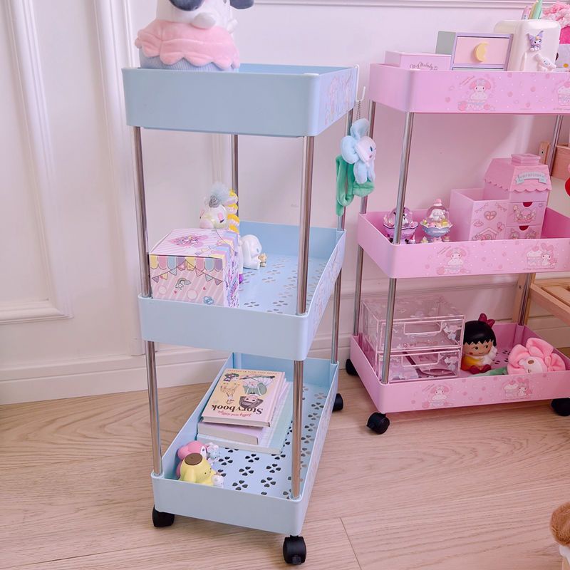Giá Để Đồ Ba Tầng Dạng Xe Đẩy Họa Tiết Melody Cún Cinnamon Hoạt Hình Dễ Thương Có Thể Di Chuyển Cho