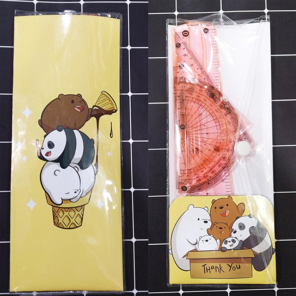 Bộ eke thước kẻ Ba anh em gấu bare bear EKI5 bộ eke cute bộ eke dễ thương