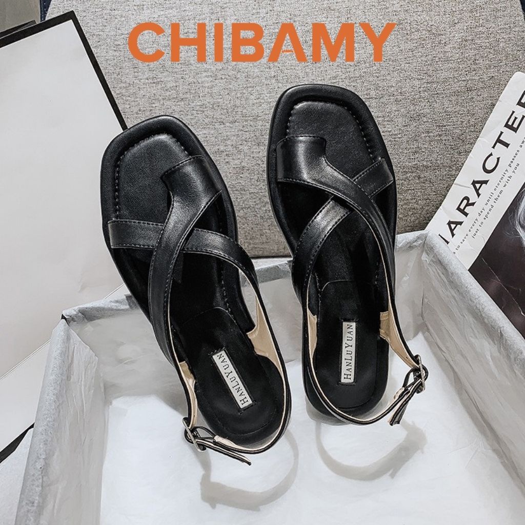 Sandal nữ xỏ ngón 2 quai chéo CHIBAMY, dép quai hậu học sinh đi học. đi chơi, đi biển