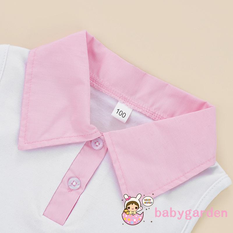 Bộ Áo Thun Không Tay Cài Khuy + Chân Váy Xếp Ly Thời Trang Mùa Hè Cho Bé Gái 2-7 Tuổi